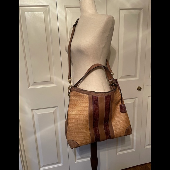 Gucci leather and raffia bag - Picture 2 of 14